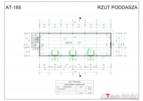 Projekt Stajni dla 4 koni z poddaszem gospodarczym 