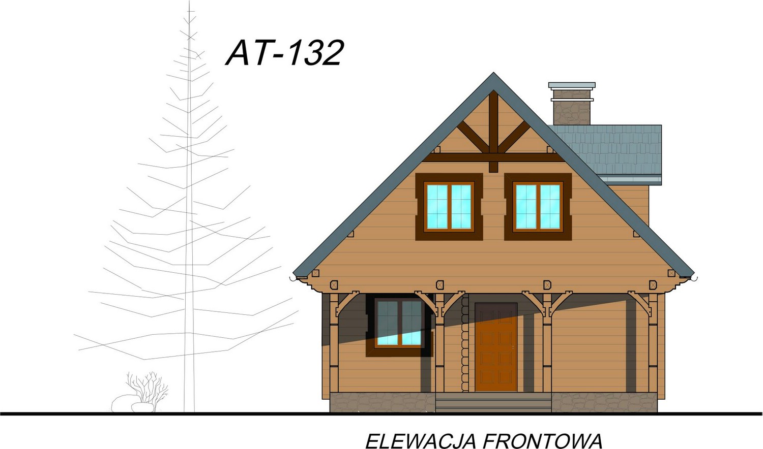 Projekt domu drewnianego z bala na wąską działkę